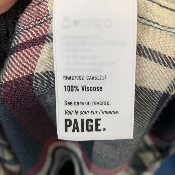 PAIGE Maya Plaid Button Down Flannel Shirt Sz S - Picture 6 of 8